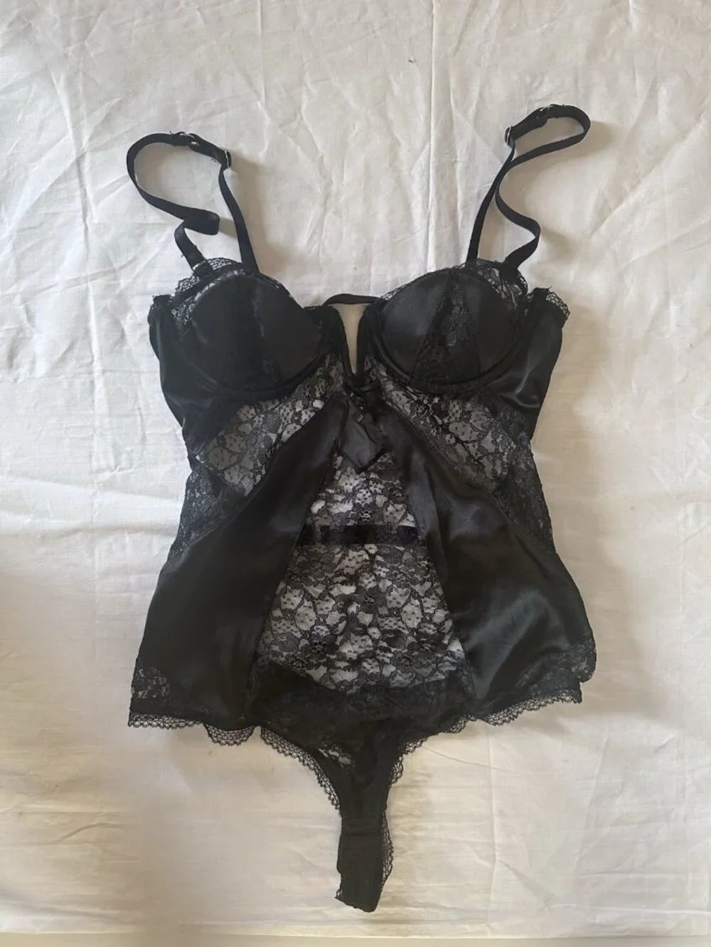 Victoria Secret Black Lace Bodysuit Top Sexy